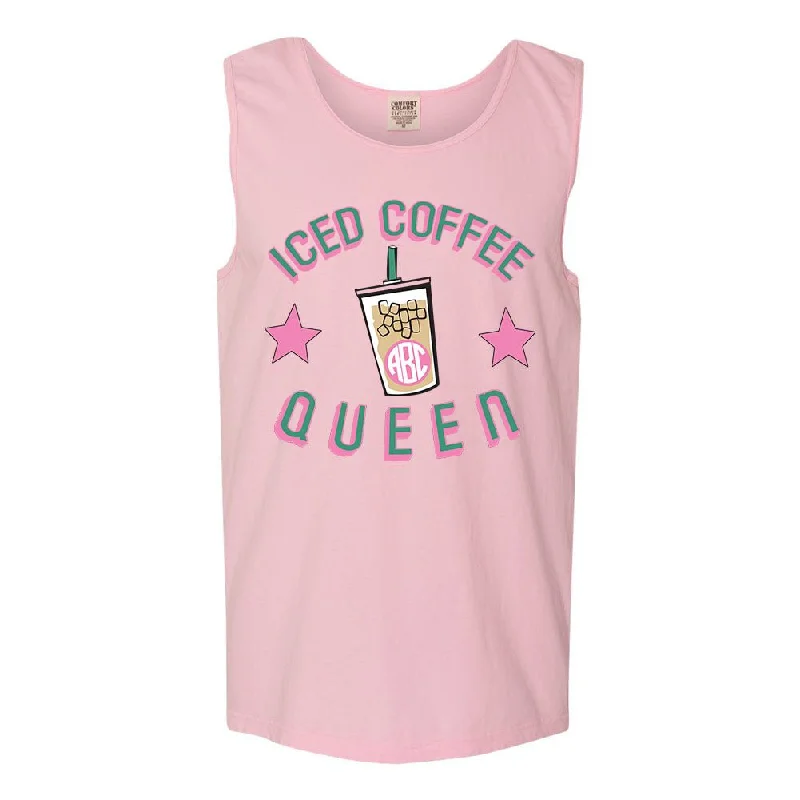 Monogrammed 'Iced Coffee Queen' Comfort Colors Tank Top