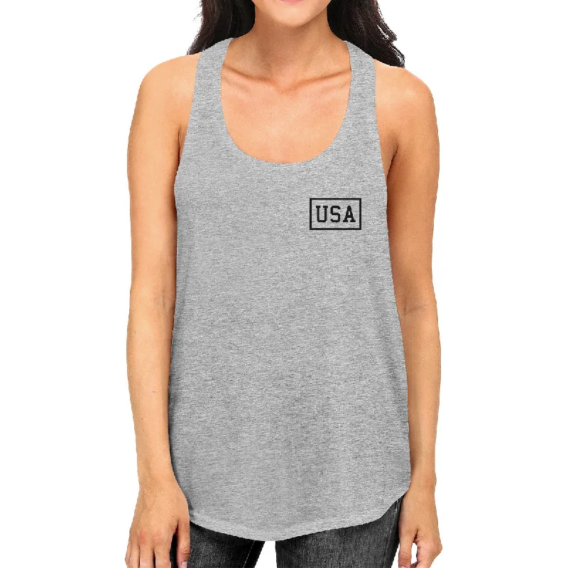 Mini USA Simple Graphic Racerback Tank Top For Women Fourth Of July