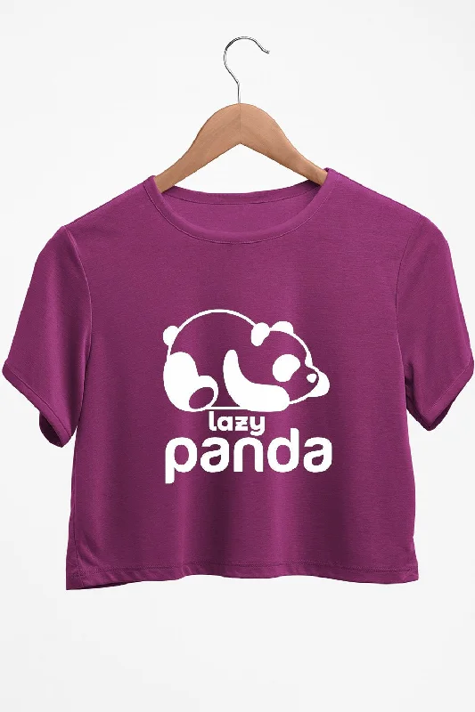 Lazy Panda Graphic Printed Purple Crop Top