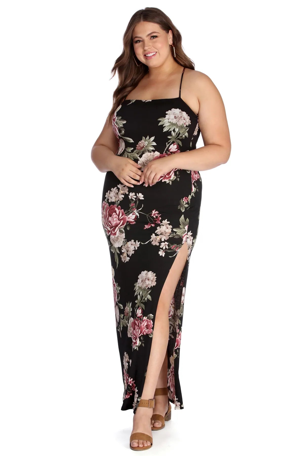 Plus Fab In Floral Maxi Dress