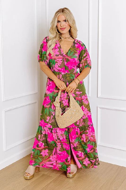 Only Sunshine Floral Maxi in Green Curves