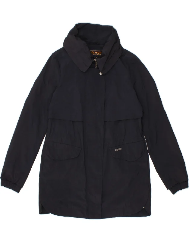 WOOLRICH Womens Windbreaker Coat UK 10 Small Navy Blue Polyester