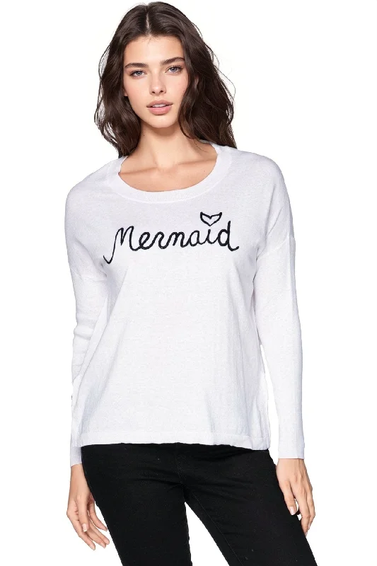 Zen Jane Drop Shoulder Crew in "Mermaid" Embroidery