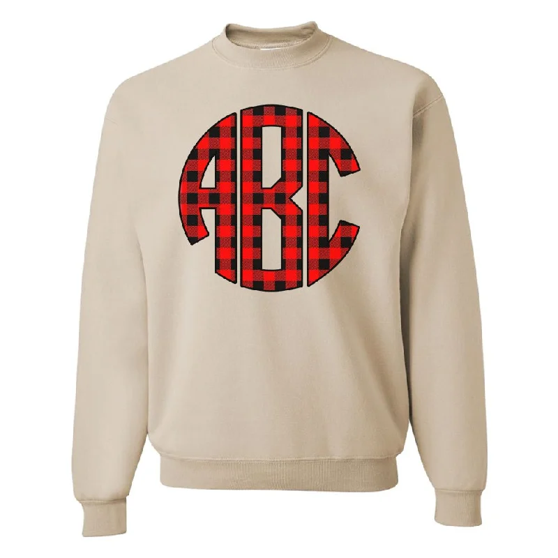 Monogrammed 'Buffalo Check' Big Print Crewneck Sweatshirt