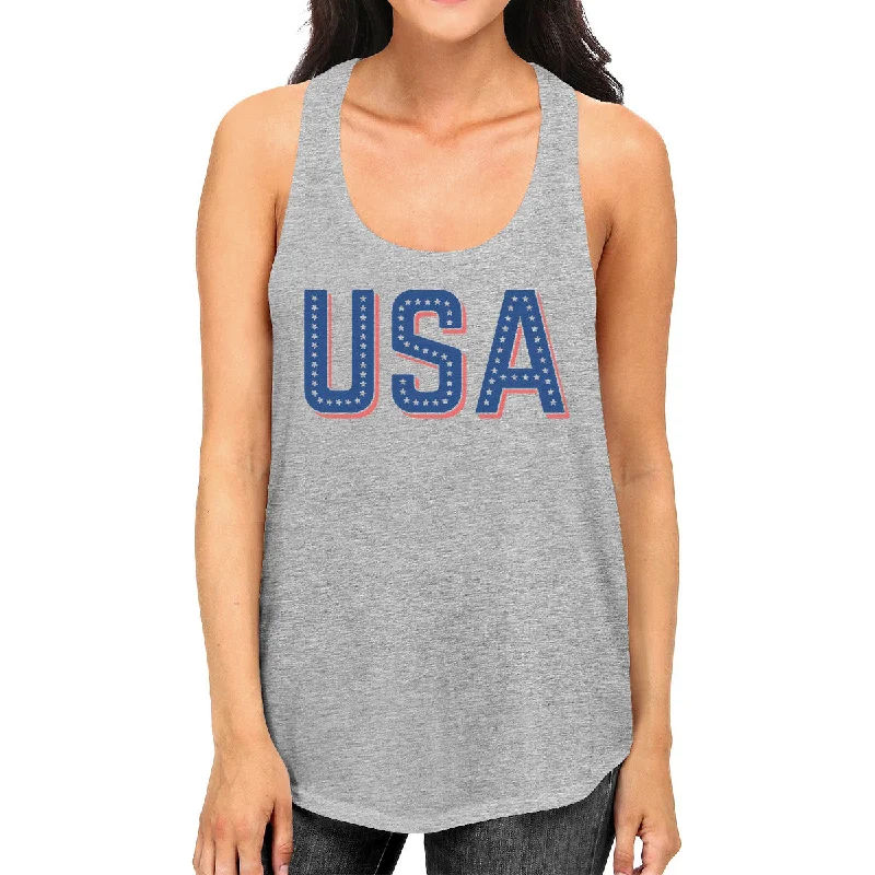 USA With Stars Cute Womens Racerback Tank Top For Fourth Of July