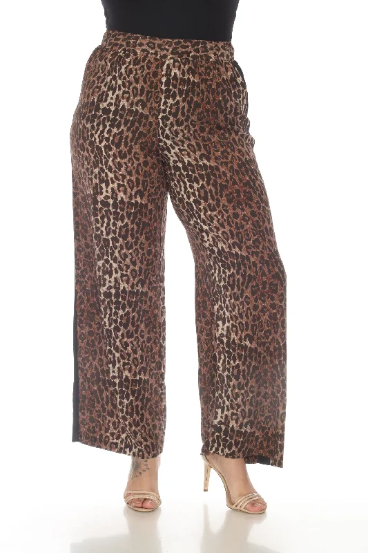 Johnny Was Workshop Animal Print Silk Pull On Palazzo Pants Boho Chic W64720