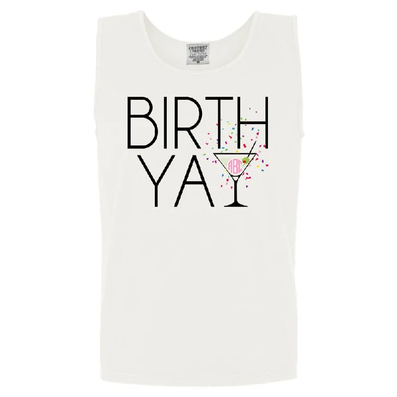 Monogrammed 'Birth-Yay' Comfort Colors Tank Top