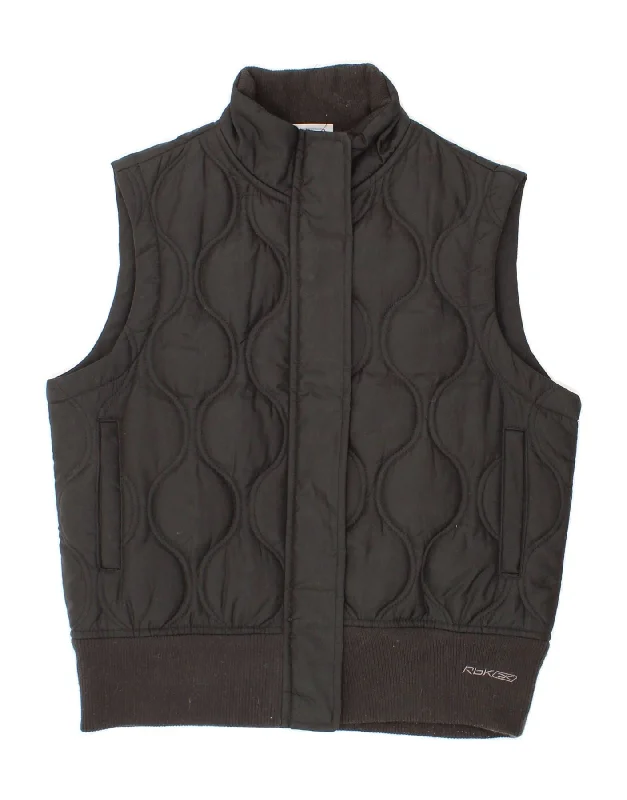 REEBOK Womens Padded Gilet UK 14 Large Black Polyester