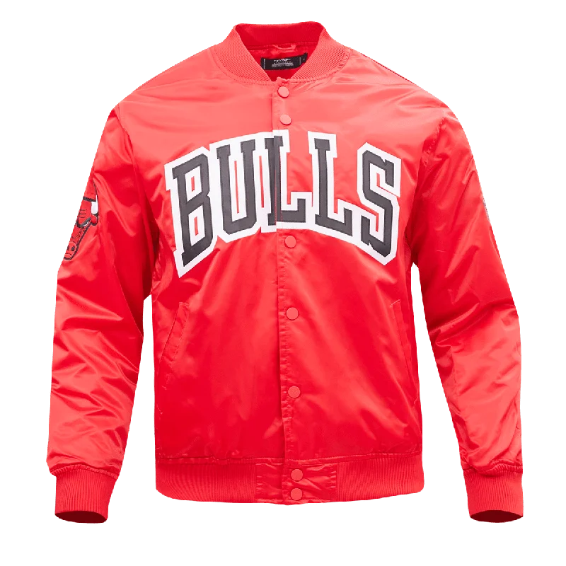 NBA CHICAGO BULLS WORDMARK MEN'S SATIN JACKET (RED)