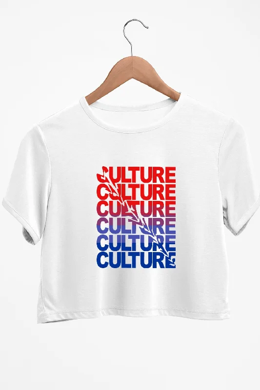 Culture Graphic Printed White Crop Top