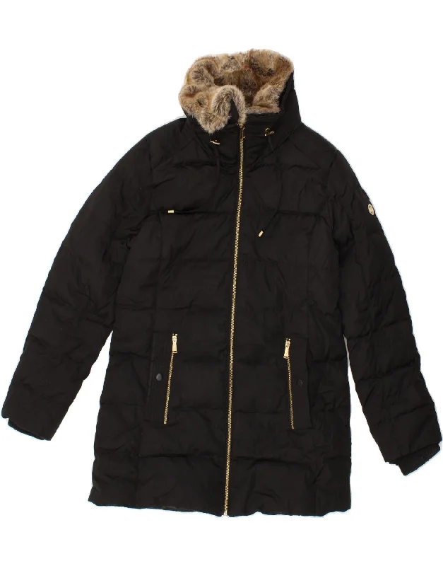 MICHAEL KORS Womens Loose Fit Padded Coat UK 10 Small Black Polyester