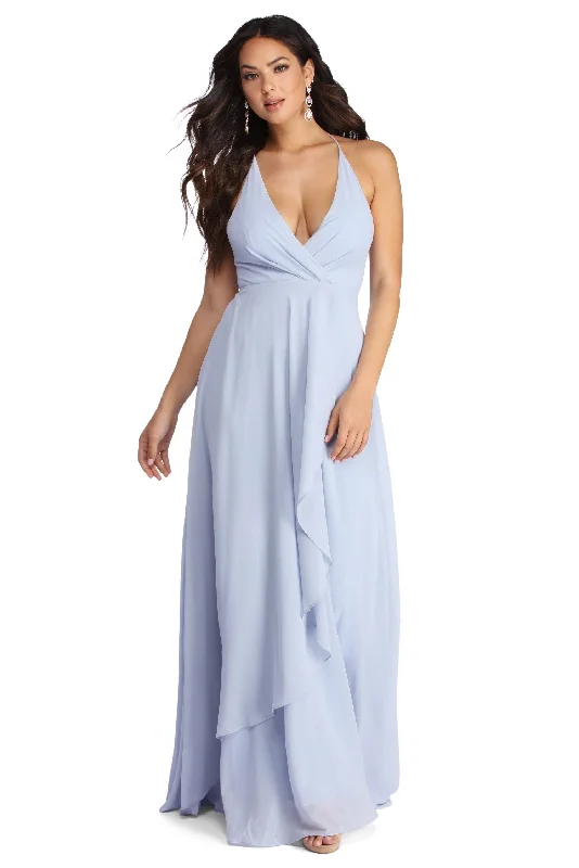 Val Formal Wrap Chiffon Dress