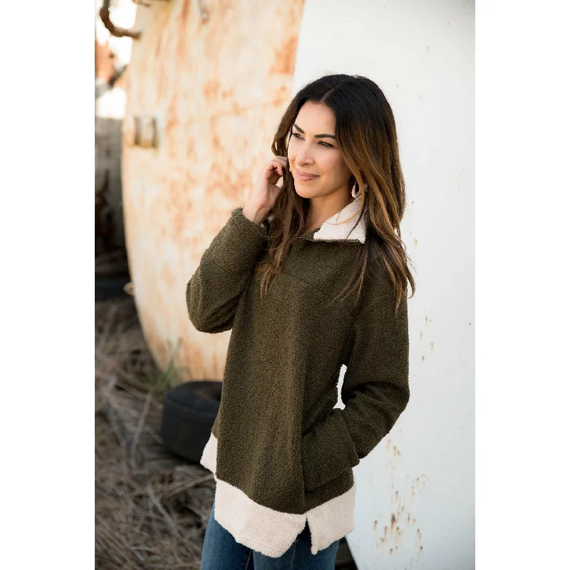 Ivory Bottom Sherpa Pullover