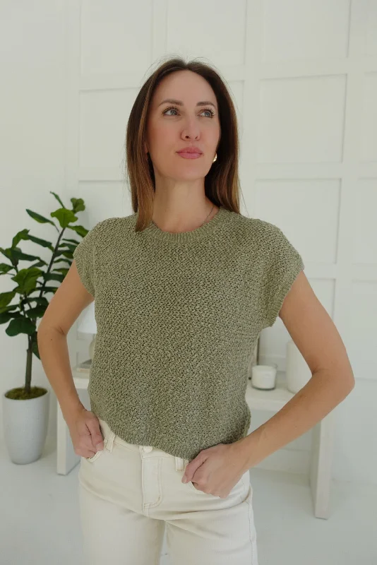 Tate Sweater Top - Olive