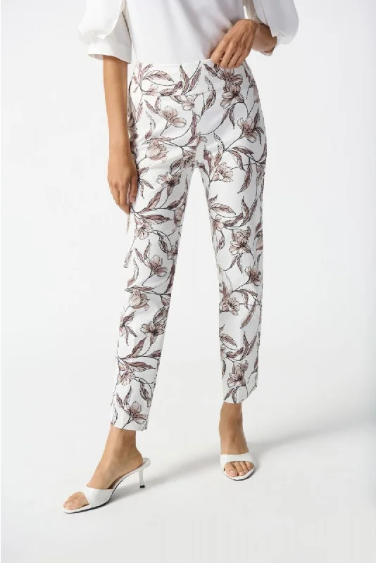 Joseph Ribkoff Vanilla/Multi Floral Print Pull On Straight Cropped Pants 242222