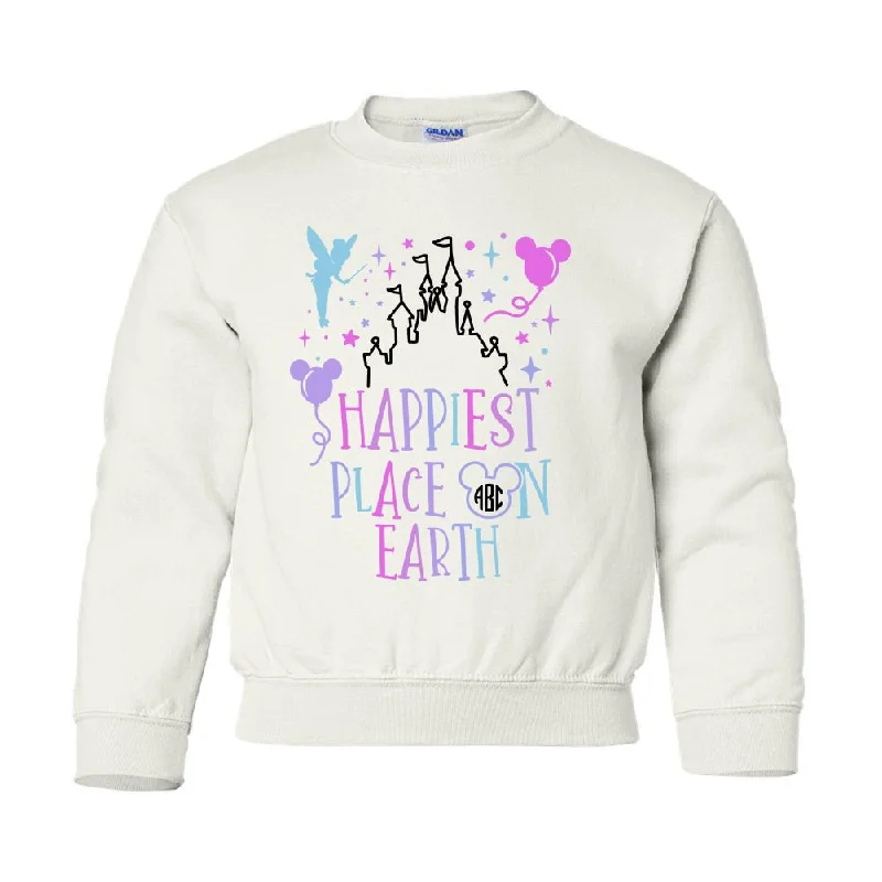 Kids Monogrammed 'Happiest Place on Earth' Crewneck Sweatshirt