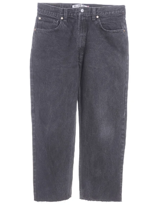 Label Tapered Cropped Jeans