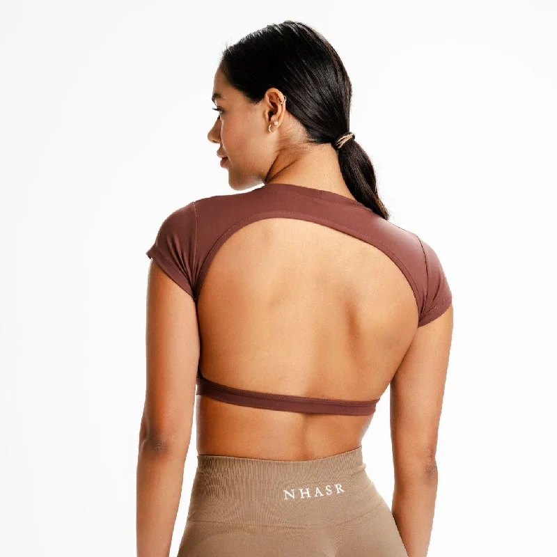 Backless Crop Top - Brown