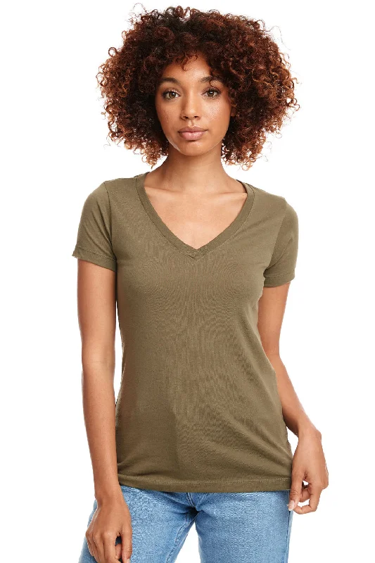 Next Level Womens Ideal Jersey Short Sleeve V-Neck T-Shirt - Military Green