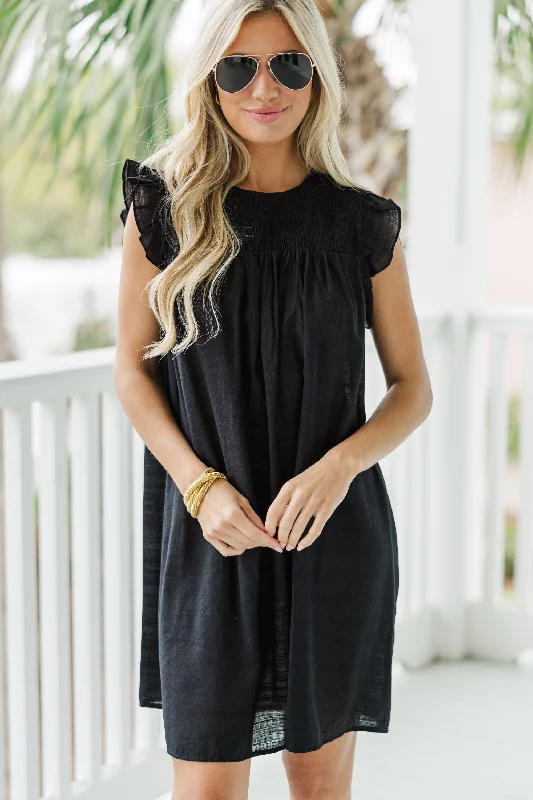 Longing For Love Black Ruffled Dress