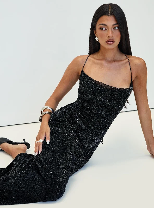 Cutting Edge Maxi Dress Black Glitter