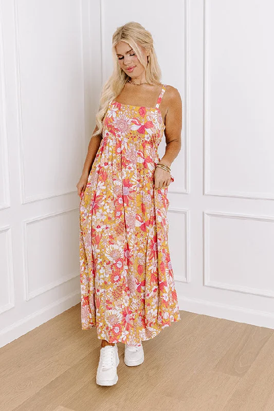 Tranquil Time Floral Midi in Golden Honey Curves