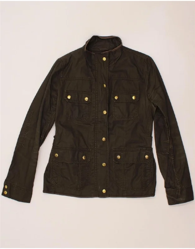 J. CREW Womens Utility Jacket UK 10 Small Brown Cotton