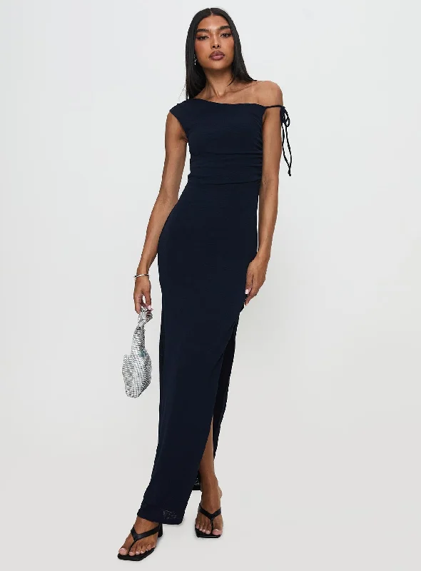 Paislee Asymmetrical Maxi Dress Navy