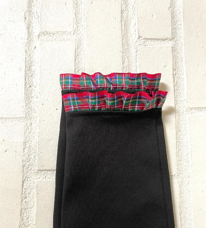 Sabrina Ankle Pants - Black w Red Holiday Plaid Ribbon (APBLK03)