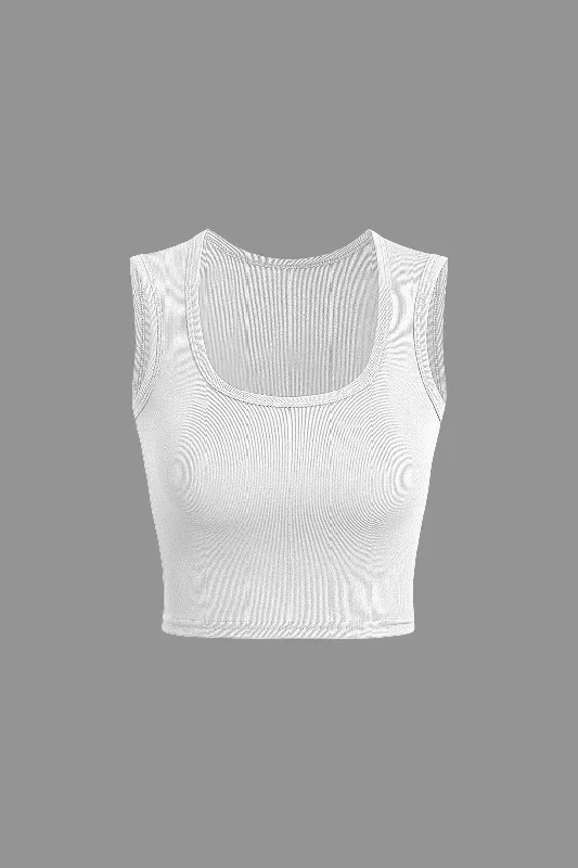 Basic Solid Square Neck Tank Top