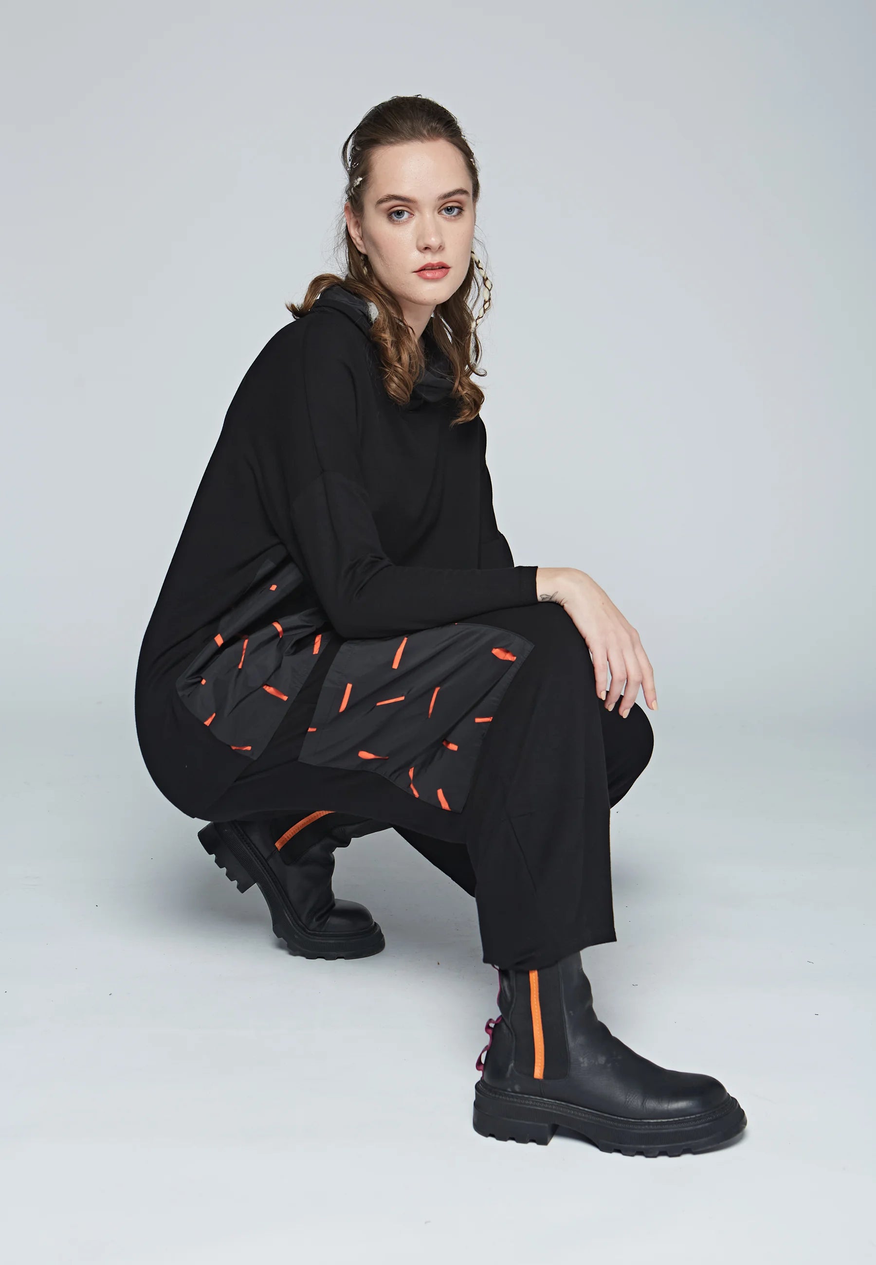 BALANCE Loose, viscose jersey & recycled memory taffeta blended pants