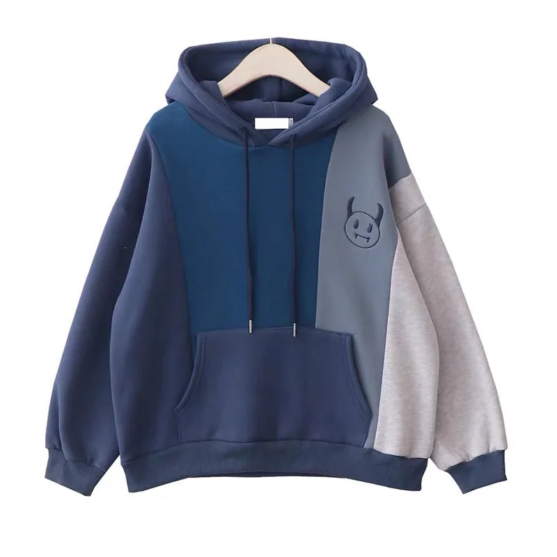 JAPANESE RETRO STITCHING HOODIE Feminine Women's Style 