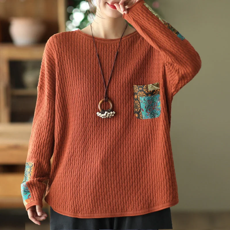 Babakud Women Autumn Retro Cotton Knitted Casual Sweater Sporty Women's Athleisure 